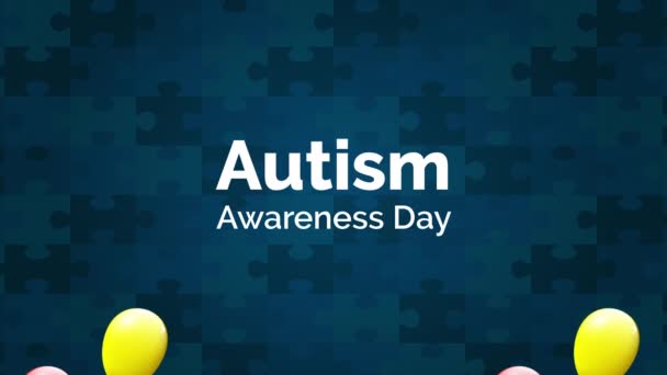 Dzień Świadomości Autyzmu Animowany Symbol Tła Autyzmu Ilustracja Wideo — Wideo stockowe
