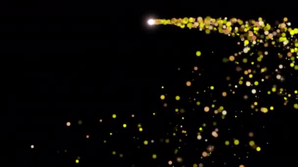 Glitter Light Premium Goud Ster Stof Trail Spiraal Deeltje Effect — Stockvideo