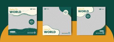 seyahat satışı sosyal medya ileti şablonu. Seyahat acentası işi terfi teklif ediyor. Tatil ve turne reklam pankartı tasarımı