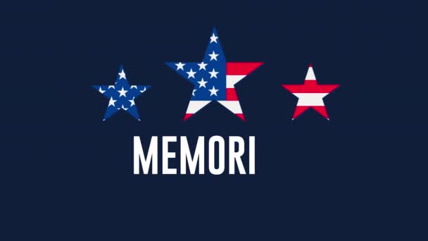 Glad Memorial Dag Animation Med Flagga Usa Animation Video — Stockvideo