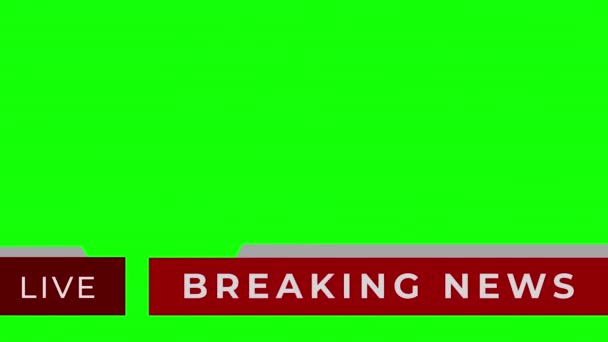Breaking News Unteres Drittel Live Breaking News Brackground Green Screen — Stockvideo