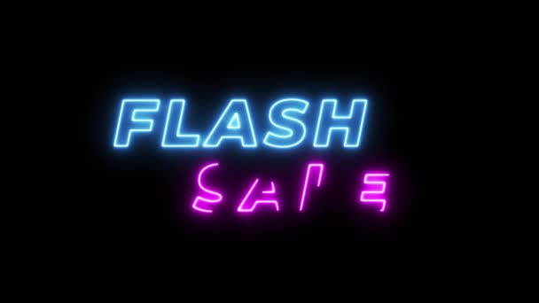 Flash Eladó Neon Tábla Banner Háttér Videó — Stock videók