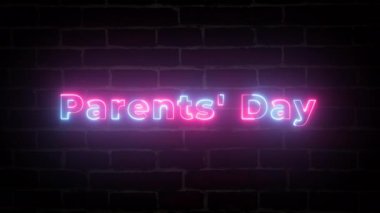Ebeveynler Günü Neon metin tipografi animasyonu 4k video
