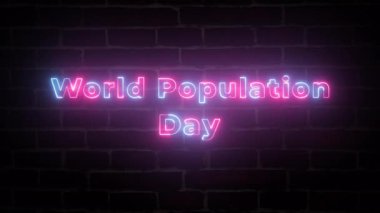  Dünya Nüfus Günü neon metin tipografi animasyonu 4k video