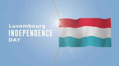 Lüksemburg Bağımsızlık Günü Lüksemburg bayrağı ile tipografi animasyonu 4k video animasyonu.