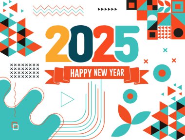 Modern kaligrafi ve koyu arkaplan tarzıyla yeni yıl 2025 metin tasarımı kutlu olsun. Yeni yıl vektör stok çiziminin harf bileşimi