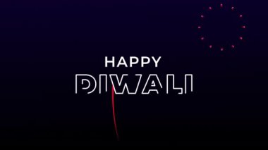 Mutlu Diwali metin animasyon arka plan havai fişek ışıkları