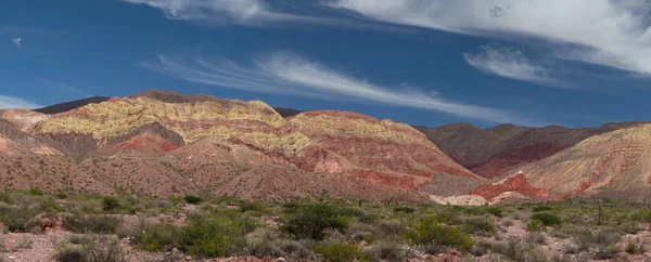 Kirándulás Sivatagban Panoráma Kilátás Színes Szikla Homokkő Hegy Humahuaca Jujuy — Stock Fotó