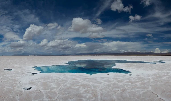 Weiße Wüste Panoramablick Auf Die Natürlichen Türkisfarbenen Salzseen Und Salinen — Stockfoto