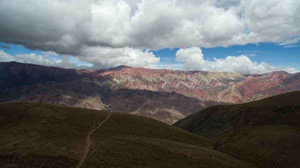 Geologia Valle Montagne Colorate Veduta Aerea Del Punto Riferimento Hornocal — Foto Stock