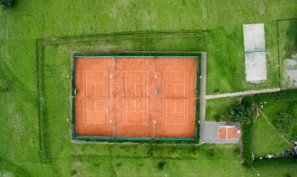 Sports. Overhead aerial view of the tennis court in the club.