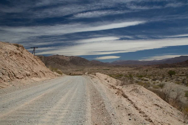 Arjantin Salta Daki Ölüm Vadisinde Çöl Yolu Toprak Yol Manzarası — Stok fotoğraf