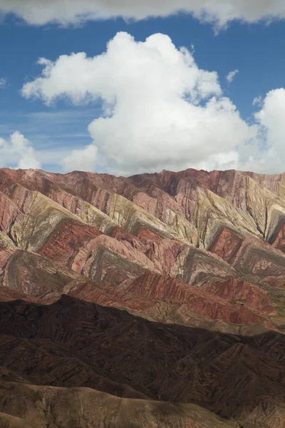 Geología Vista Detallada Montaña Hornocal Jujuy Argentina Formación Rocosa Colorida — Foto de Stock