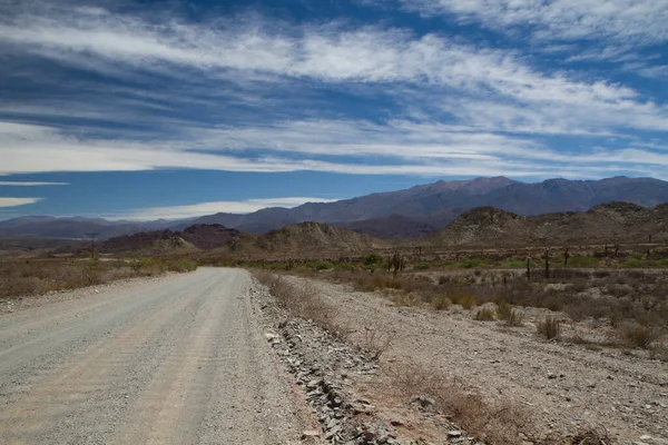 Arjantin Salta Daki Ölüm Vadisinde Çöl Yolu Toprak Yol Manzarası — Stok fotoğraf