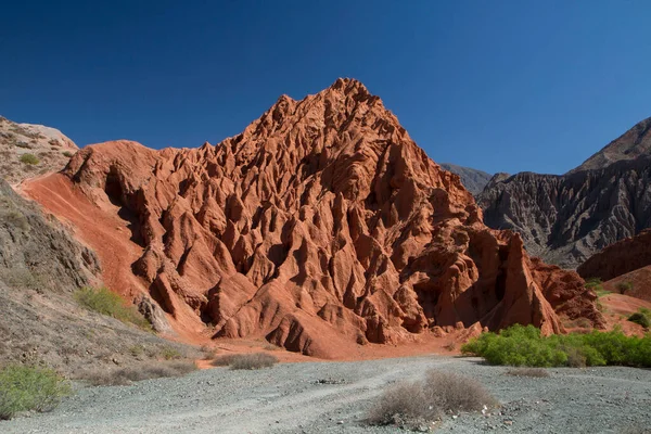Desfiladeiro Vermelho Vista Deserto Árido Areia Vermelha Arenito Formações Rochosas — Fotografia de Stock