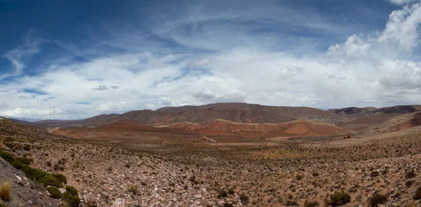 Paisagem Deserto Panorama Vista Terra Árida Vale Montanhas Sob Céu — Fotografia de Stock