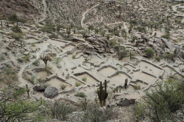 stock image Culture and heritage. View of the city ruins of the Quilmes aboriginal civilization with Inca influence. Fortress made of stone in the mountains.