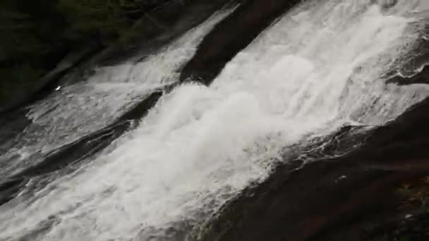 Vista Cachoeira Floresta Vista Água Branca Caindo Longo Das Rochas — Vídeo de Stock