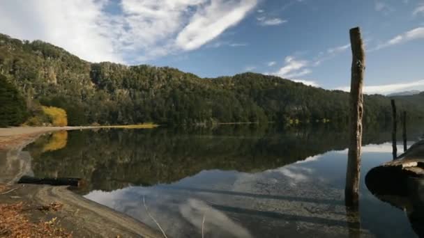 Paysage Naturel Magique Panorama Lac Plage Forêt Des Montagnes Quai — Video