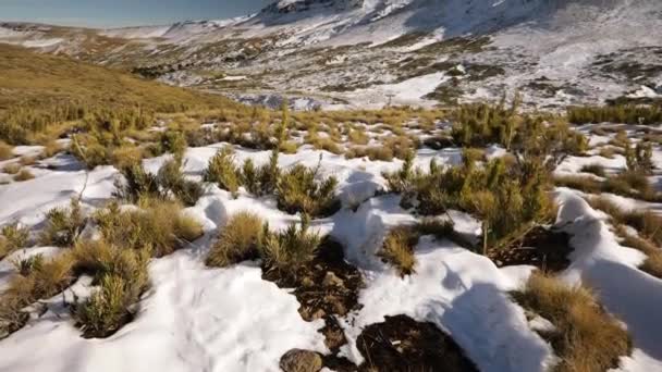 Paisagem Alpina Incline Das Pastagens Vale Montanhas Com Neve — Vídeo de Stock