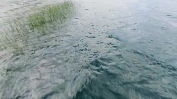 Fliegen Über Den See Luftaufnahme Des Türkisfarbenen Gletscherwassers Und Des — Stockvideo