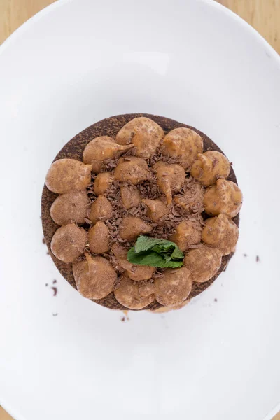 Chocotorta Vista Superior Bolo Feito Com Biscoitos Chocolate Creme Dulce — Fotografia de Stock