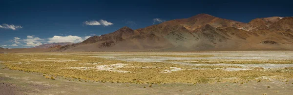 Οροσειρά Των Άνδεων Καφέ Βουνά Κίτρινο Γρασίδι Και Κοιλάδα Κάτω — Φωτογραφία Αρχείου