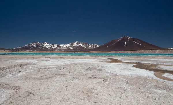 Alpenlandschap Cordillera Prachtige Turquoise Gletsjermeer Het Andesgebergte Omgeven Door Vulkanen — Stockfoto