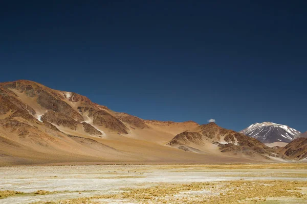 Andes Bergketen Panoramisch Uitzicht Gele Weide Bruine Bergen Gouden Vallei — Stockfoto