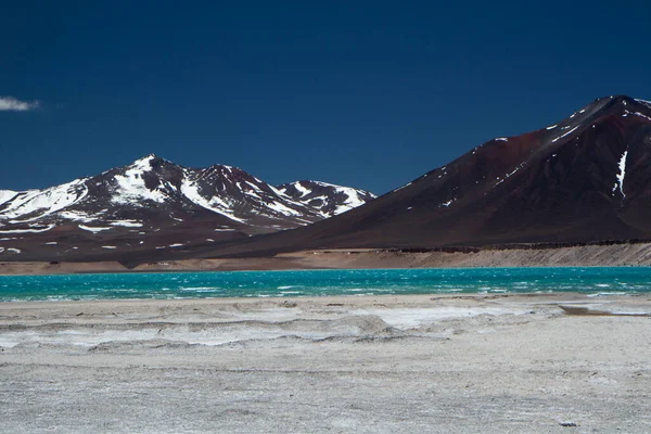 Paisaje Alpino Cordillera Hermoso Lago Agua Glaciar Turquesa Alto Cordillera — Foto de Stock