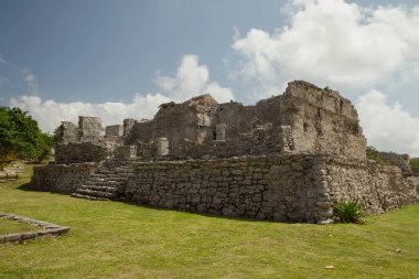 Ancient civilization architecture and construction. Sacred mayan stone ruins in Tulum, Mexico. clipart