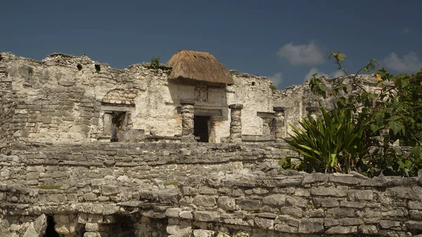 古老的土著文明 玛雅建筑 墨西哥图卢姆的玛雅城市石头废墟 — 图库照片