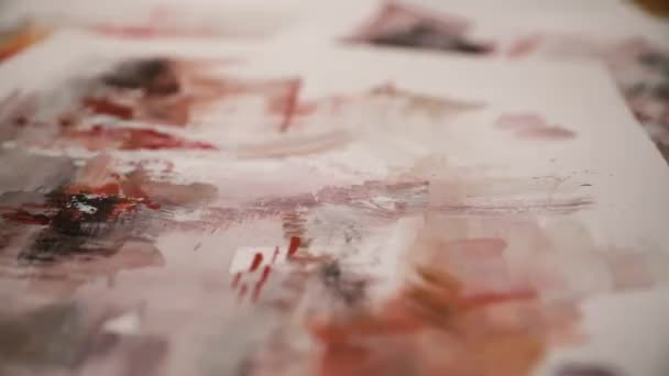Une Oeuvre Coup Feu Vue Rapprochée Peintures Modernes Abstraites Avec — Video
