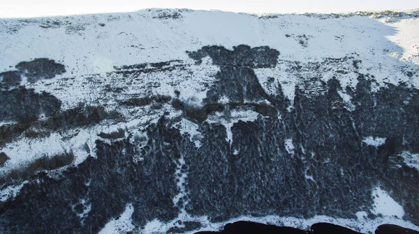 Texturas Naturaleza Vista Aérea Del Acantilado Nieve Cara Rocosa Cráter — Foto de Stock