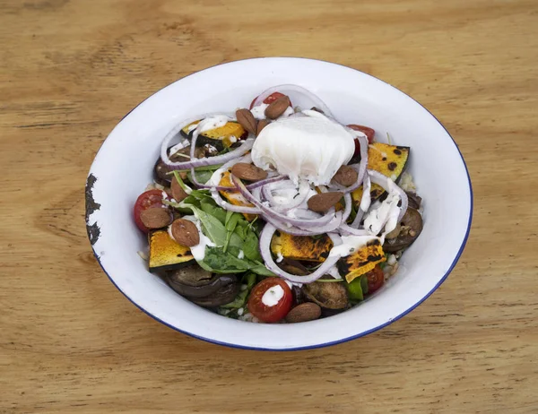 Comida Saudável Vista Superior Uma Salada Gourmet Com Repolho Fatiado — Fotografia de Stock