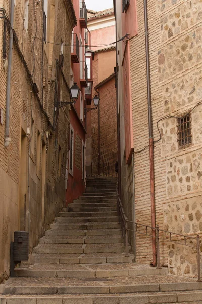 Arquitectura Callejón Vacío Escalera Piedra Largo Ciudad Medieval Toledo España — Foto de Stock