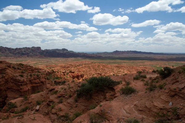 Геология Пустынный Пейзаж Вид Скалу Песчаник Скалистые Образования Красные Горы — стоковое фото