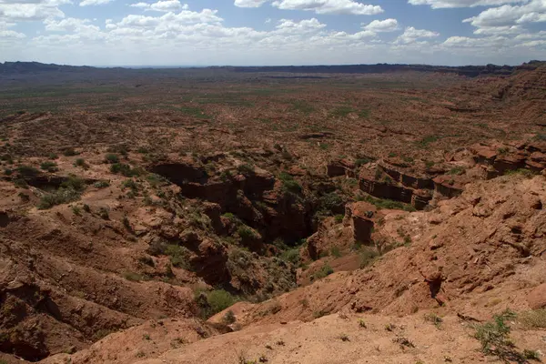 Vörös Sivatag Kilátás Kanyon Homokkő Kőzetképződmények Alatt Tiszta Kék — Stock Fotó