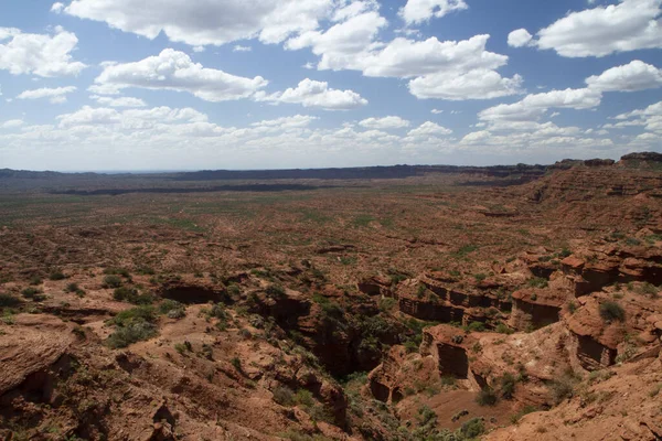 Reisen Wüstenlandschaft Panoramablick Auf Die Rote Wüste Sandstein Klippen Und — Stockfoto