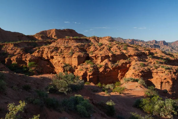 Travel Desert Landscape Panorama View Red Desert Sandstone Cliffs Rocky — Stock Photo, Image