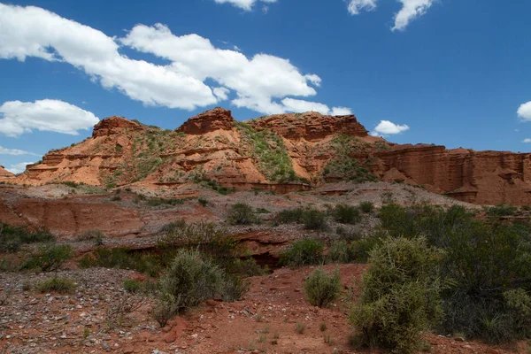Die Trockene Wüste Blick Auf Die Roten Canyon Sandsteinformationen Klippen — Stockfoto