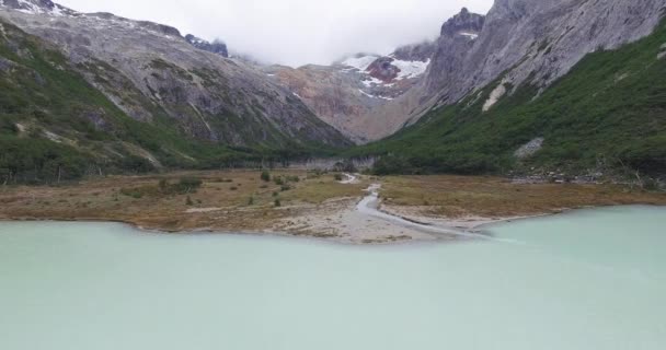 Foto Aérea Del Lago Esmeralda Tierra Del Fuego Patagonia Argentina — Vídeos de Stock