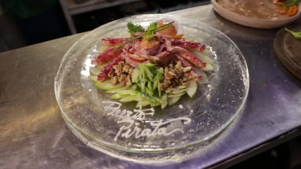 Fruits Mer Vue Rapprochée Plat King Crab Dans Cuisine Restaurant — Video