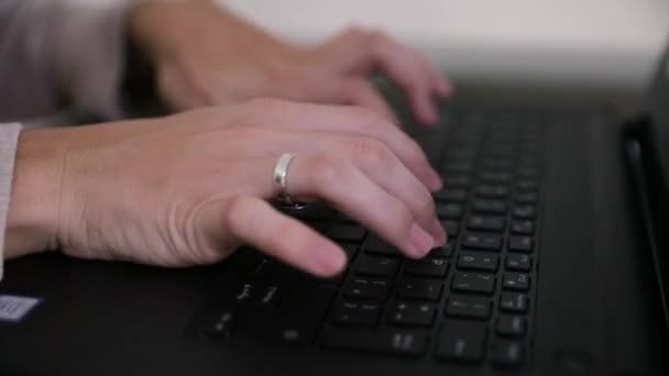 Freelance Working Businesswoman Close Shot Young Caucasian Woman Hands Typing — Stock Video