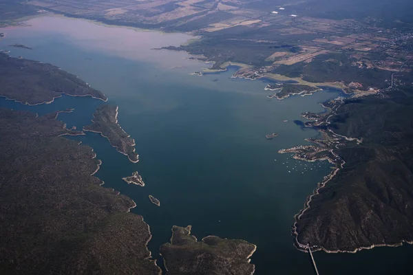 Geografie Uitzicht Blauwe Rivier Baai Kustlijn Het Land Gezien Vanuit Stockafbeelding