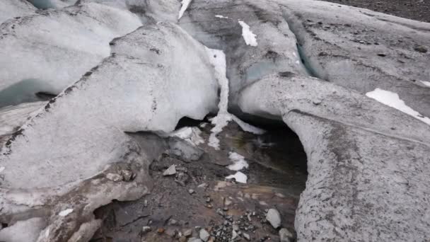 Der Gletscher Vinciguerra Schmilzt Sommer Blick Auf Das Eisfeld Felsigen — Stockvideo