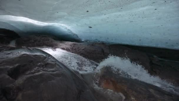 Zicht Gletsjer Ondergrondse Rivieren Grot Glacier Vinciguerra Tierra Del Fuego — Stockvideo