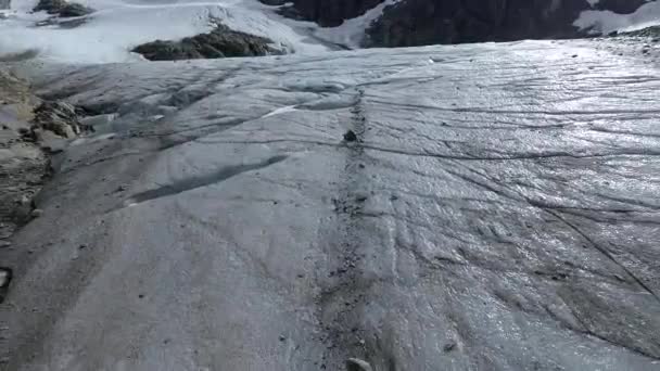 Natürliche Textur Und Muster Einzigartige Luftaufnahme Des Gletschers Vinciguerra Eisstruktur — Stockvideo