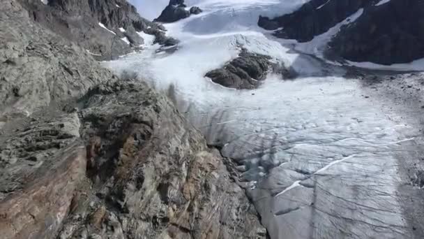 Conservation Environnement Montant Vers Sommet Montagne Vue Aérienne Champ Glace — Video