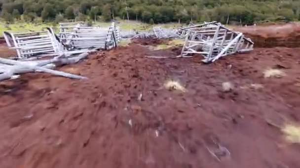 Umweltschutz Natürliche Auswirkungen Und Schäden Tagebau Natürlicher Ressourcen Luftaufnahme Einer — Stockvideo